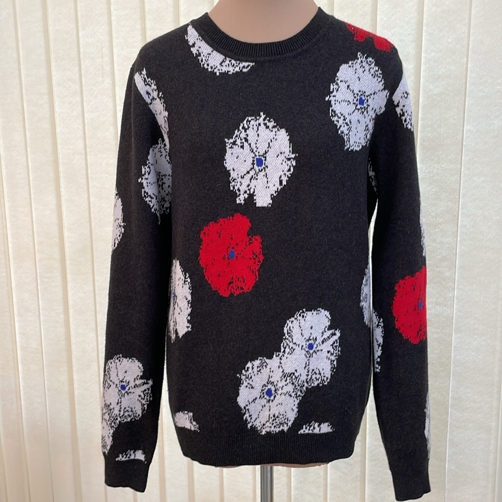 Saturdays NYC Kang Moon Flower Crew Neck Sweater Sz S